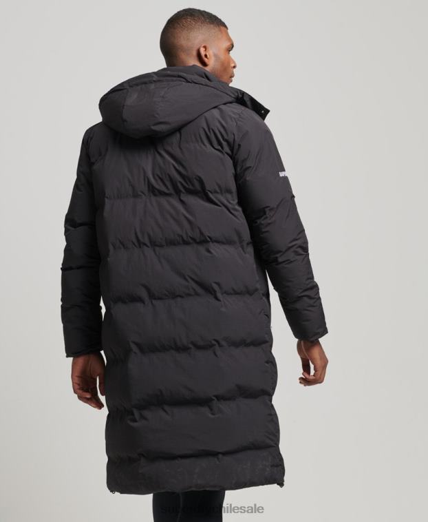 hombres Superdry negro abrigo acolchado con palangre 2R68Z4489