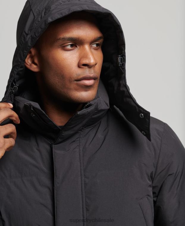 hombres Superdry negro abrigo acolchado con palangre 2R68Z4489