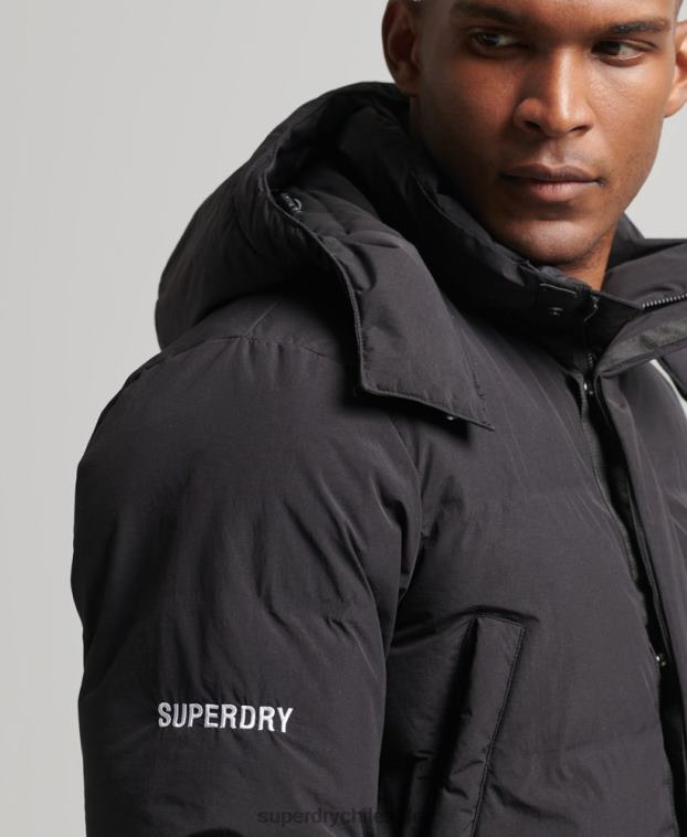 hombres Superdry negro abrigo acolchado con palangre 2R68Z4489
