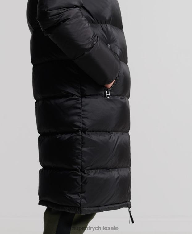 hombres Superdry negro abrigo acolchado con plumas largas 2R68Z4652