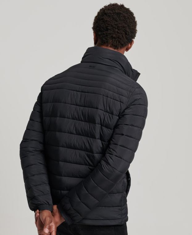 hombres Superdry negro abrigo acolchado corto y ligero 2R68Z1029