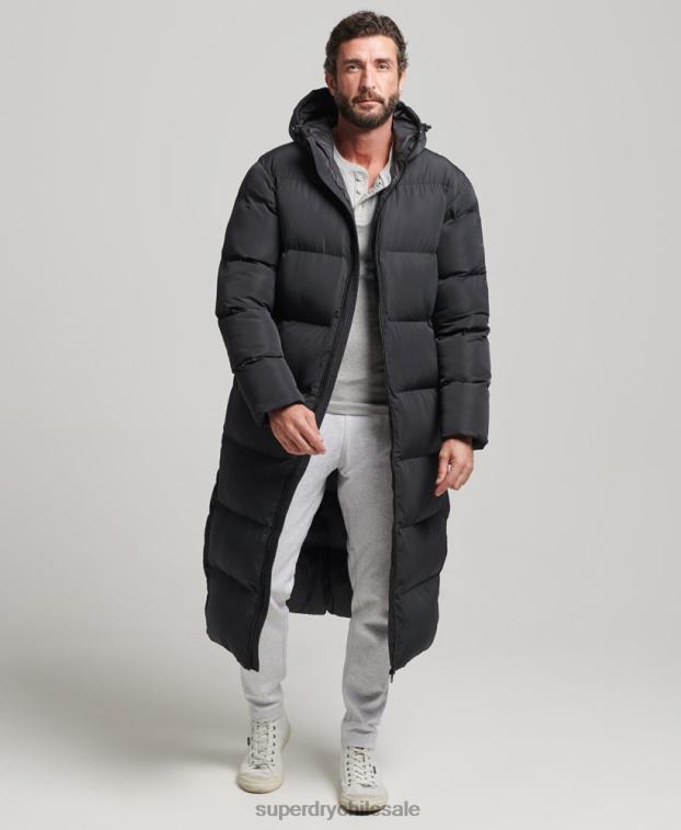 hombres Superdry negro abrigo acolchado extralargo 2R68Z1057