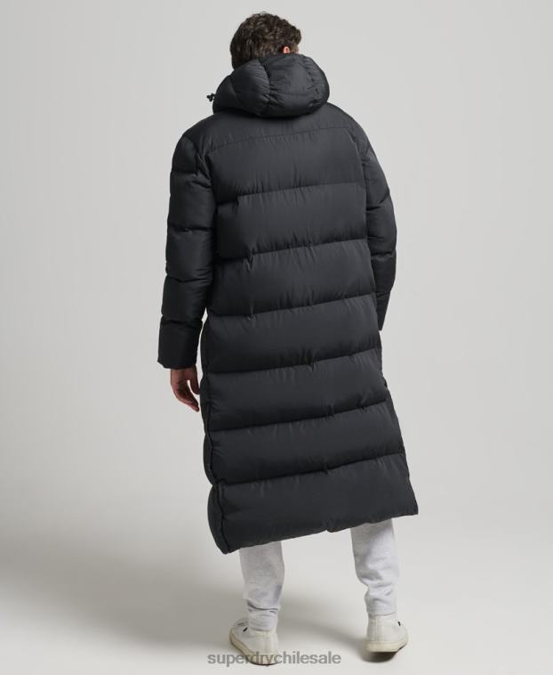 hombres Superdry negro abrigo acolchado extralargo 2R68Z1057