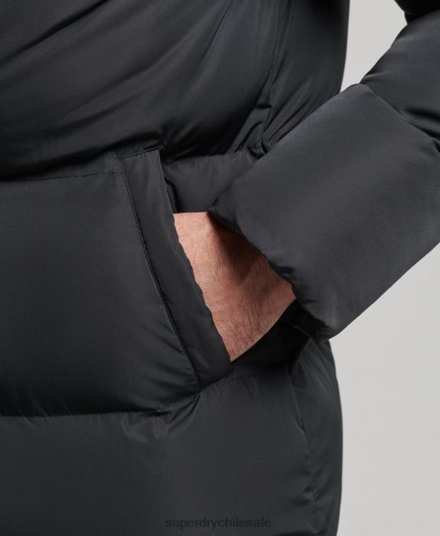 hombres Superdry negro abrigo acolchado extralargo 2R68Z1057
