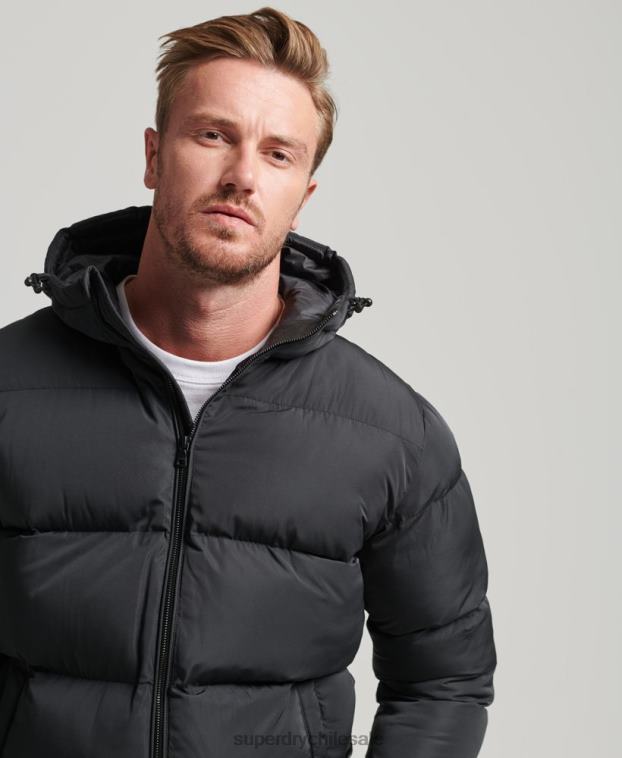 hombres Superdry negro abrigo corto acolchado 2R68Z1056