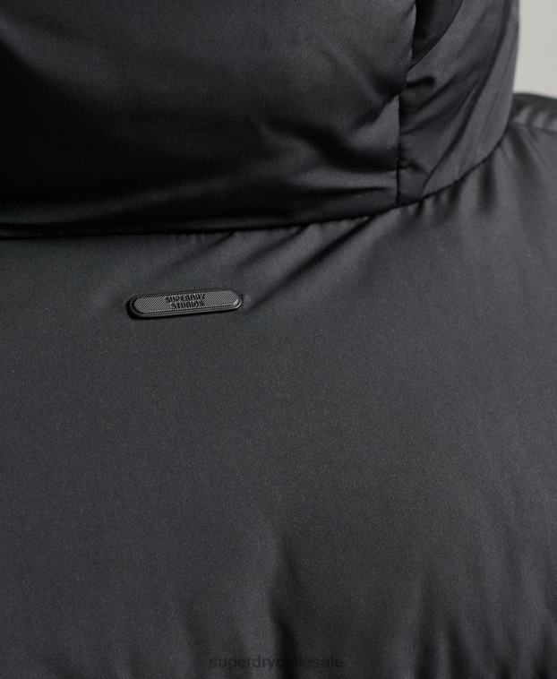 hombres Superdry negro abrigo corto acolchado 2R68Z1056