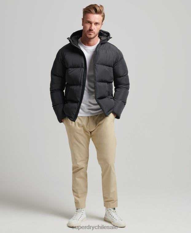 hombres Superdry negro abrigo corto acolchado 2R68Z1056