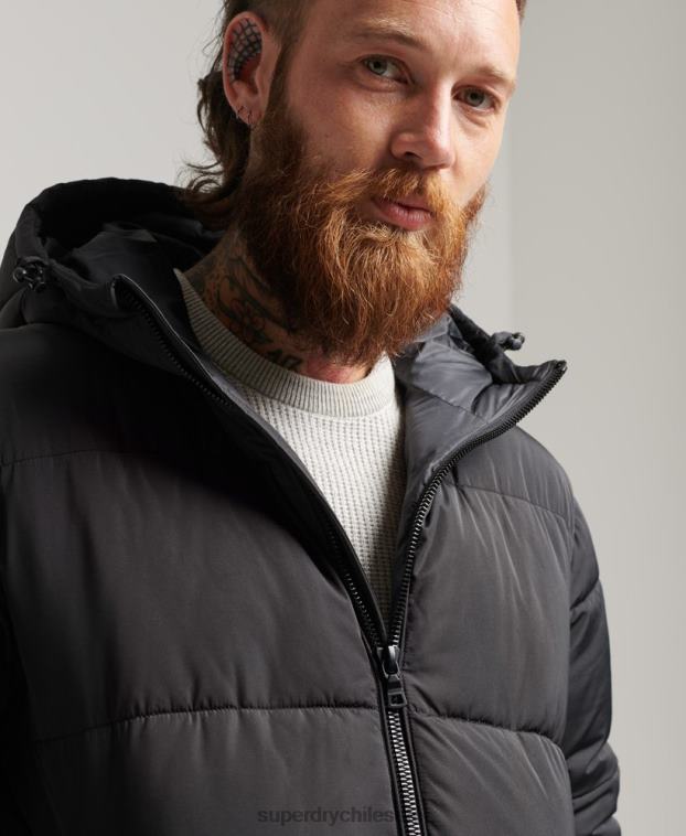 hombres Superdry negro abrigo de edredón super studios 2R68Z1012