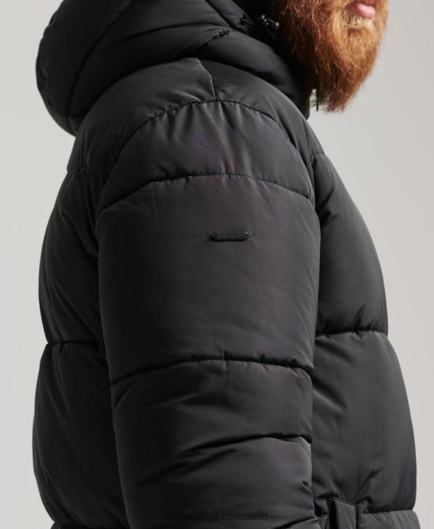 hombres Superdry negro abrigo de edredón super studios 2R68Z1012