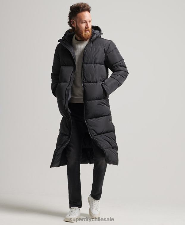 hombres Superdry negro abrigo de edredón super studios 2R68Z1012