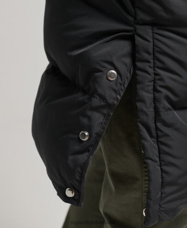 hombres Superdry negro abrigo largo de edredón 2R68Z1123