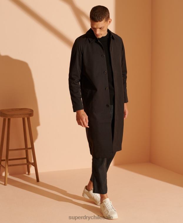 hombres Superdry negro abrigo mac clásico de edición limitada 2R68Z1149