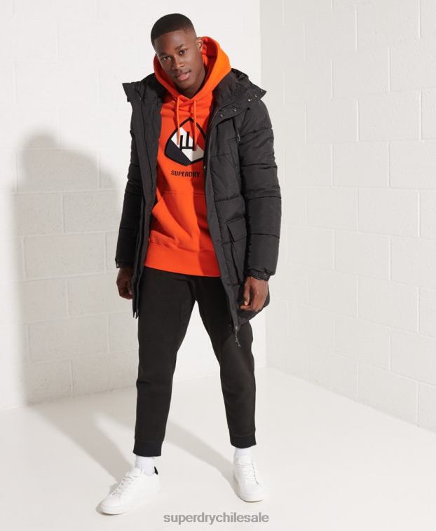 hombres Superdry negro parka capitonada expedición 2R68Z4512