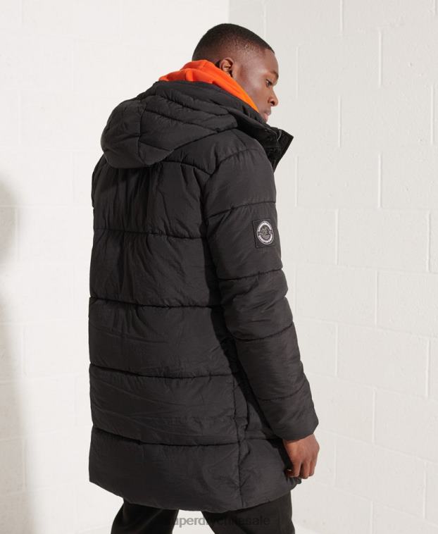 hombres Superdry negro parka capitonada expedición 2R68Z4512