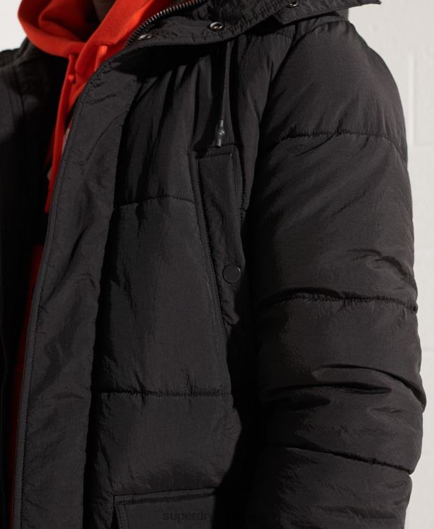 hombres Superdry negro parka capitonada expedición 2R68Z4512