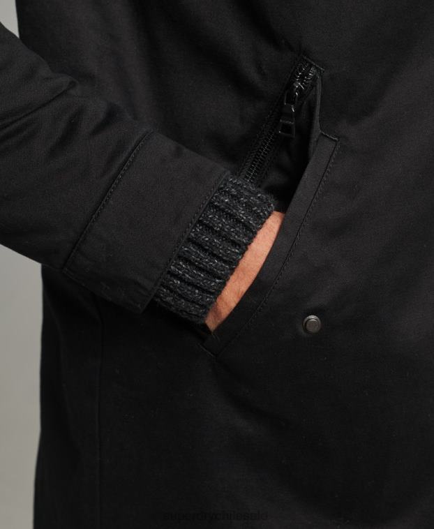 hombres Superdry negro parka con cola de pez 2R68Z4472