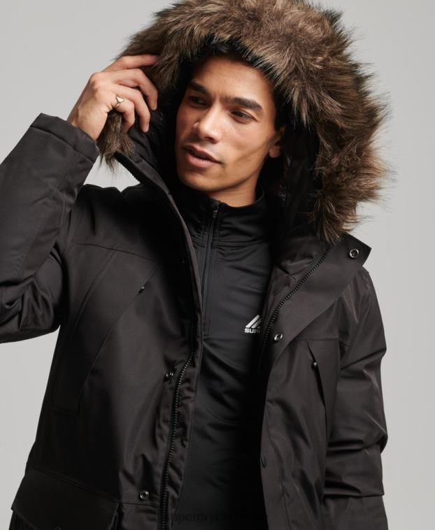 hombres Superdry negro parka con plumón everest para la nieve 2R68Z4643