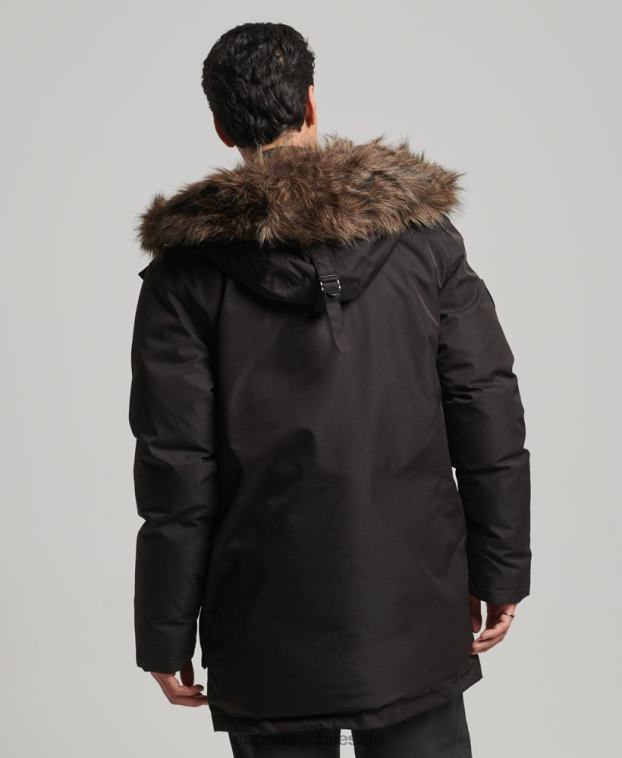 hombres Superdry negro parka con plumón everest para la nieve 2R68Z4643