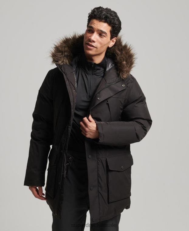 hombres Superdry negro parka con plumón everest para la nieve 2R68Z4643