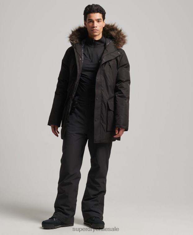 hombres Superdry negro parka con plumón everest para la nieve 2R68Z4643