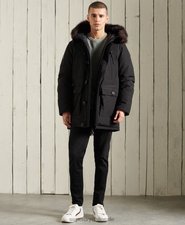 hombres Superdry negro parka de plumón de rookie 2R68Z4734