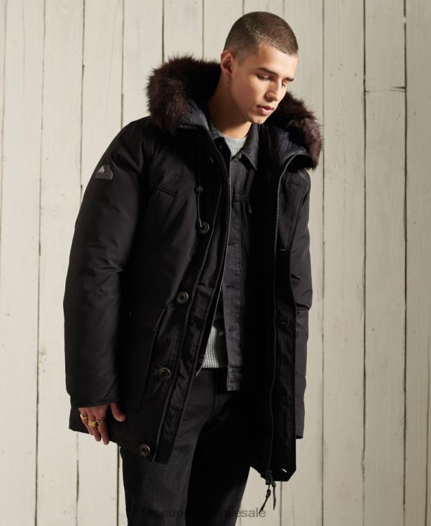 hombres Superdry negro parka de plumón de rookie 2R68Z4734