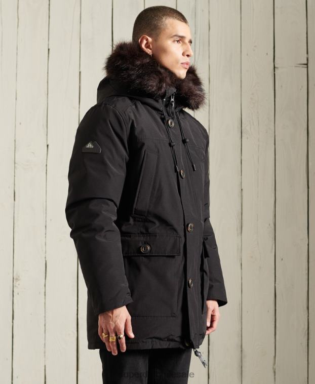 hombres Superdry negro parka de plumón de rookie 2R68Z4734