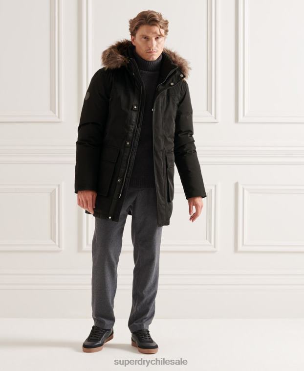 hombres Superdry negro parka de plumón de studios everest 2R68Z4742