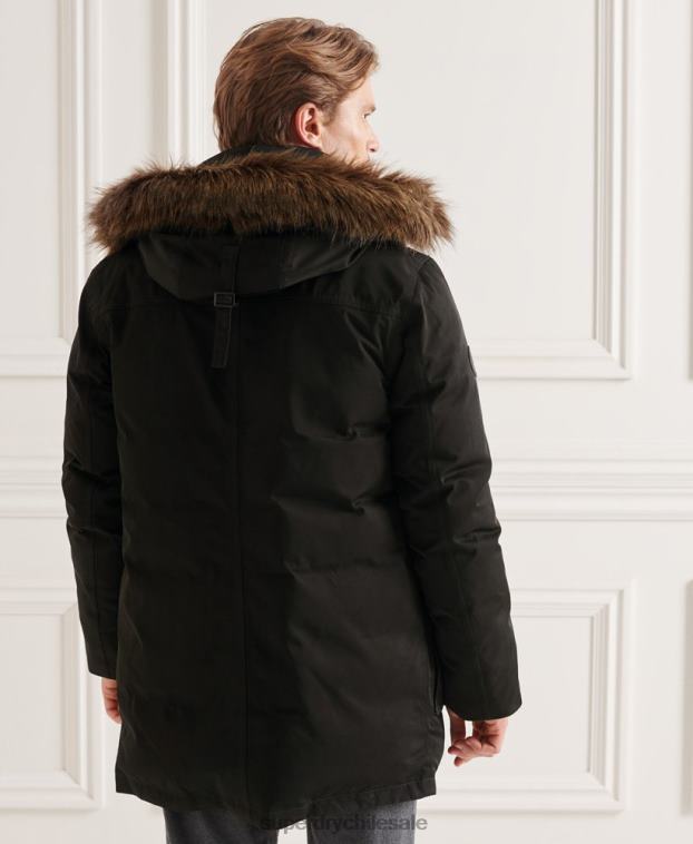 hombres Superdry negro parka de plumón de studios everest 2R68Z4742