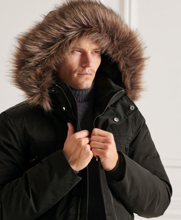 hombres Superdry negro parka de plumón de studios everest 2R68Z4742