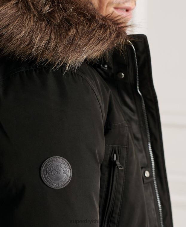 hombres Superdry negro parka de plumón de studios everest 2R68Z4742