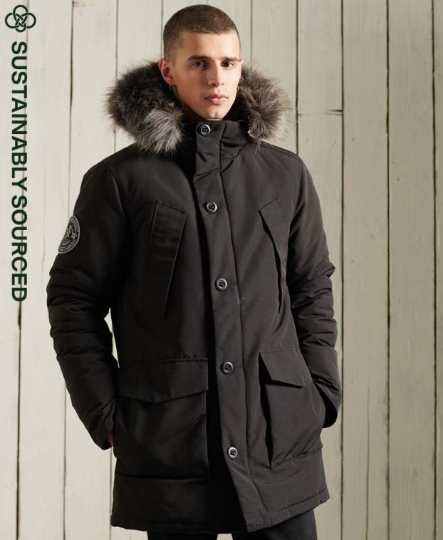 hombres Superdry negro parka everest 2R68Z1157