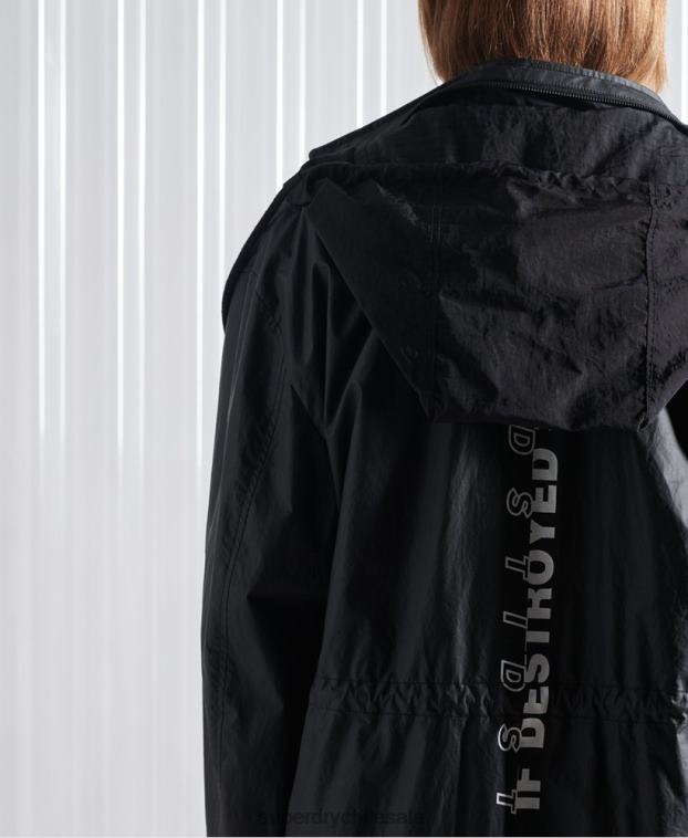 hombres Superdry negro parka sdx freya de edición limitada 2R68Z5552