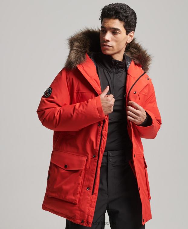 hombres Superdry rojo parka con plumón everest para la nieve 2R68Z4515
