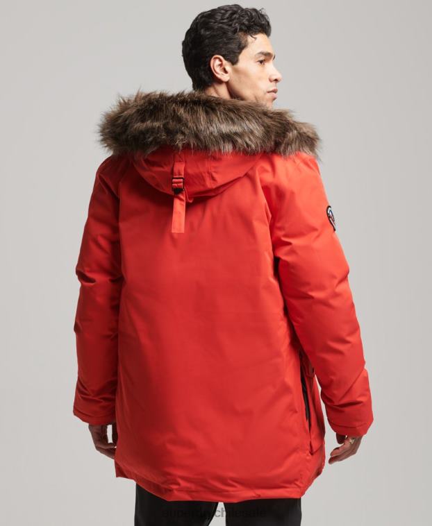 hombres Superdry rojo parka con plumón everest para la nieve 2R68Z4515
