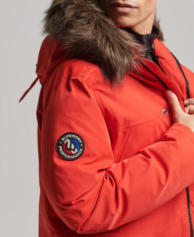 hombres Superdry rojo parka con plumón everest para la nieve 2R68Z4515