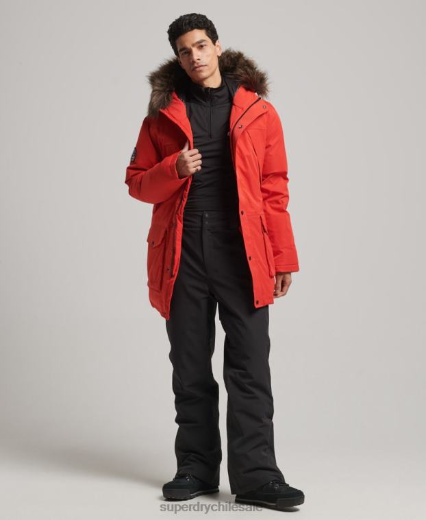 hombres Superdry rojo parka con plumón everest para la nieve 2R68Z4515