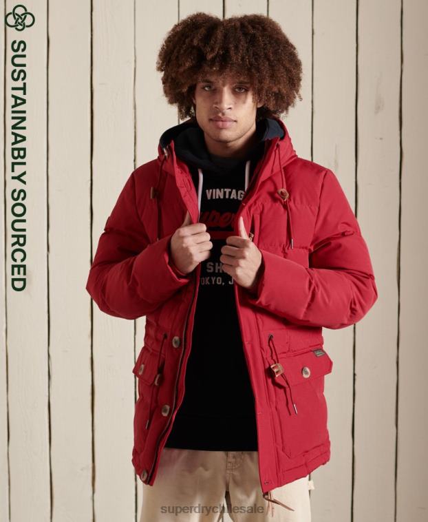 hombres Superdry rojo parka de expedición de montaña 2R68Z4486
