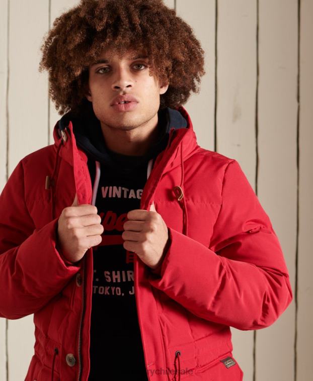 hombres Superdry rojo parka de expedición de montaña 2R68Z4486