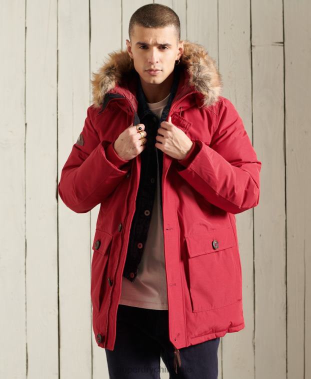 hombres Superdry rojo parka de plumón de rookie 2R68Z1175