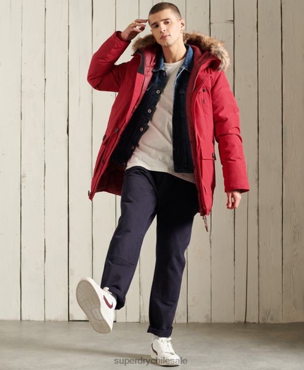 hombres Superdry rojo parka de plumón de rookie 2R68Z1175