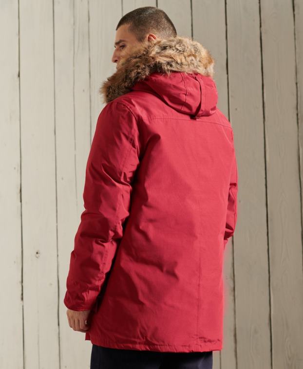 hombres Superdry rojo parka de plumón de rookie 2R68Z1175