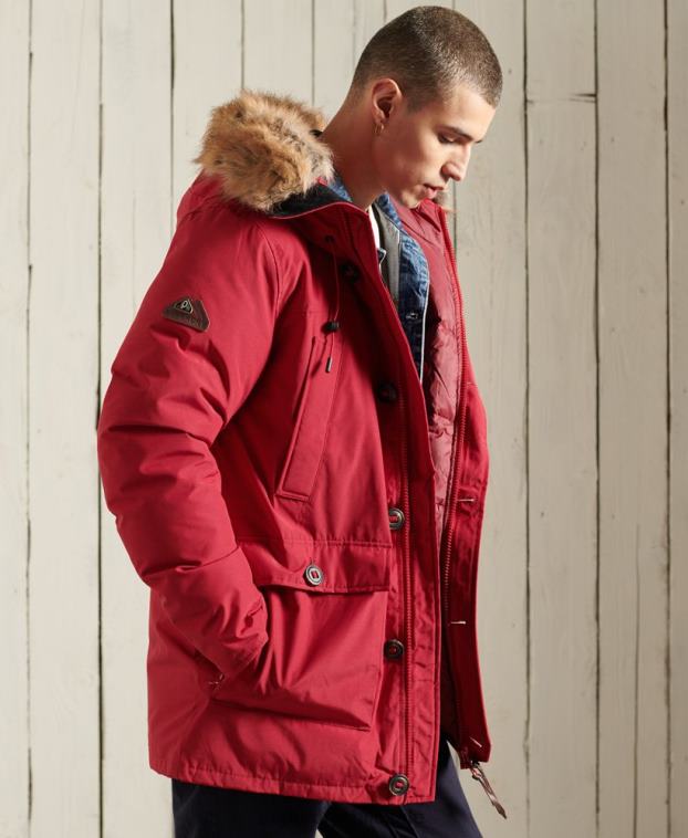 hombres Superdry rojo parka de plumón de rookie 2R68Z1175