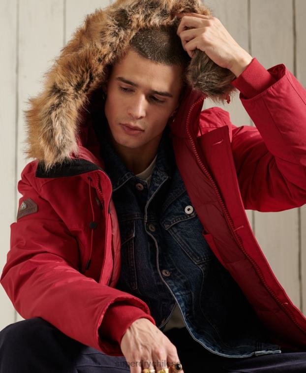 hombres Superdry rojo parka de plumón de rookie 2R68Z1175