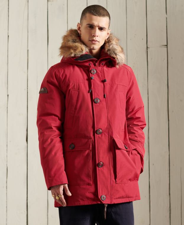 hombres Superdry rojo parka de plumón de rookie 2R68Z1175