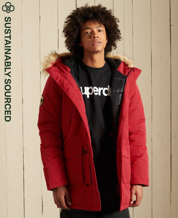 hombres Superdry rojo parka everest 2R68Z4571