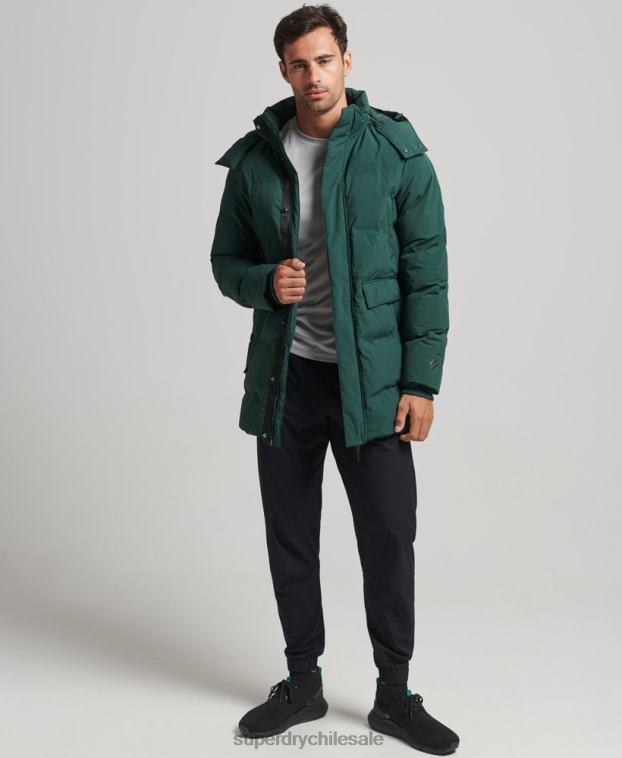 hombres Superdry verde abrigo acolchado boxy 2R68Z4543