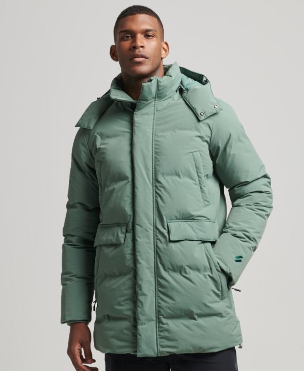 hombres Superdry verde abrigo acolchado boxy 2R68Z4641
