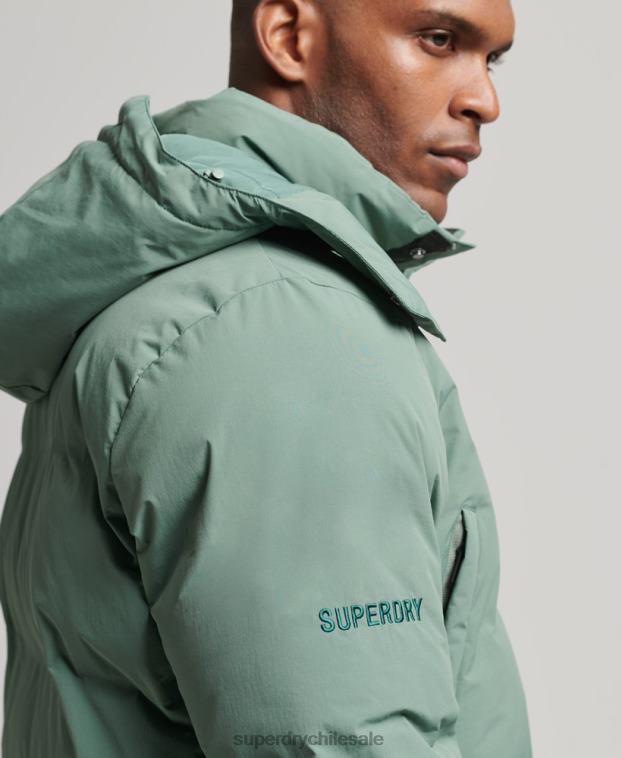 hombres Superdry verde abrigo acolchado boxy 2R68Z4641