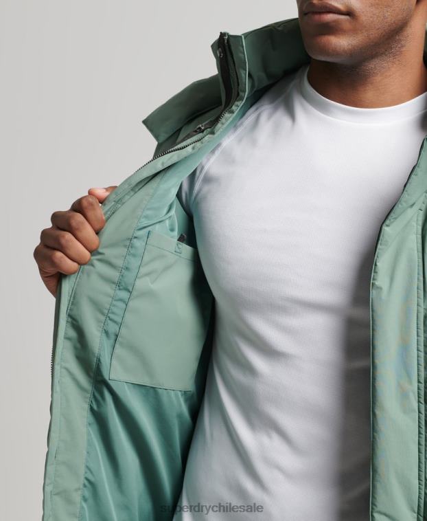 hombres Superdry verde abrigo acolchado boxy 2R68Z4641
